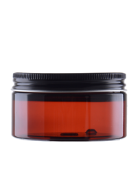 Słoik brązowy PET 100 ml, Nakrętka czarna aluminiowa