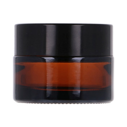 Słoik szklany brązowy 15 ml, Nakrętka ABS czarna, Przekładka PP biała