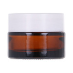 Słoik szklany brązowy 15 ml, Nakrętka ABS biała, Przekładka PP biała
