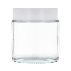 Słoik 100 ml szklany bezbarwny, Nakrętka biała ABS, Przekładka biała PE