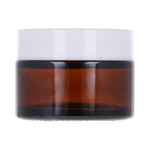 Słoik szklany brązowy 30 ml, Nakrętka ABS biała, Przekładka PP biała